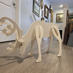 Wooden 3D Puzzle Reindeer Decor Slotted Figurine White Christmas Holiday